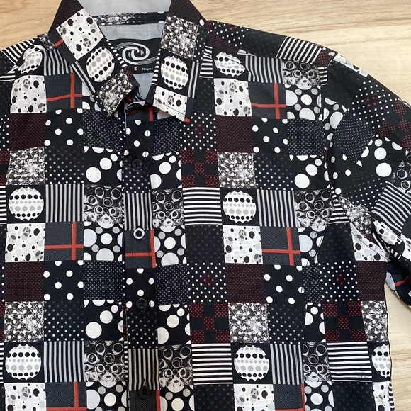 NWT Caviar Dremes Mens S Long Sleeve Button Down Shirt. Squares and Circles. - Picture 2 of 7